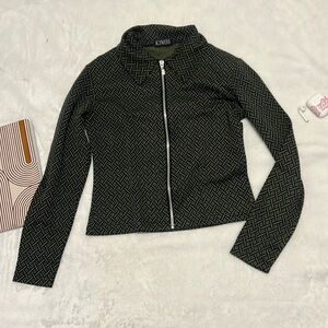 Vintage collared zip up top silver hardware